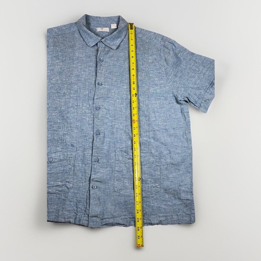 Cafe Luna Button Up‎ Shirt Mens XL Large Blue Short Sleeve Panel Collared - Picture 7 of 10